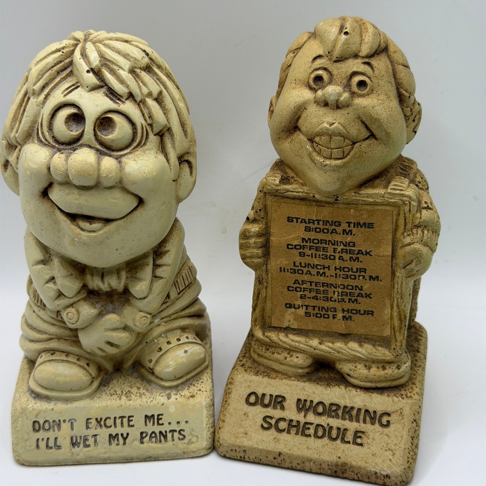 Paula Vintage 70s/80s Resin Figurines Office Humor Novelty Kitsch Retro Decor